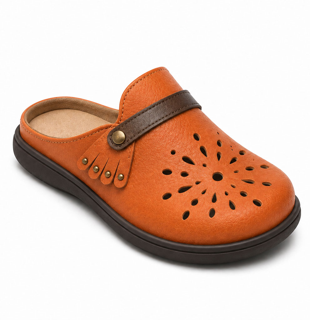 Orange Floral Cutout Kids' Clogs