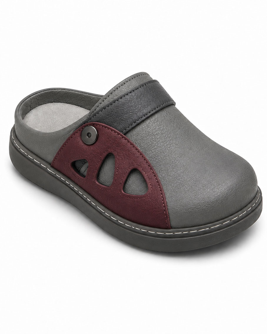 Grey Teardrop Cutout Kids' Clogs