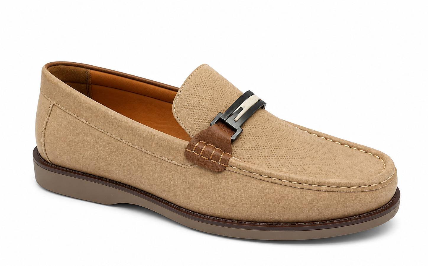 Khaki Textured Men's Loafers